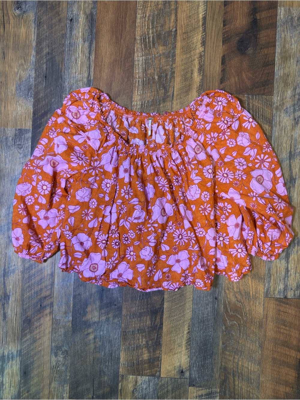 Free People Miss Daisy off shoulder Floral Top Heat wave size Medium M